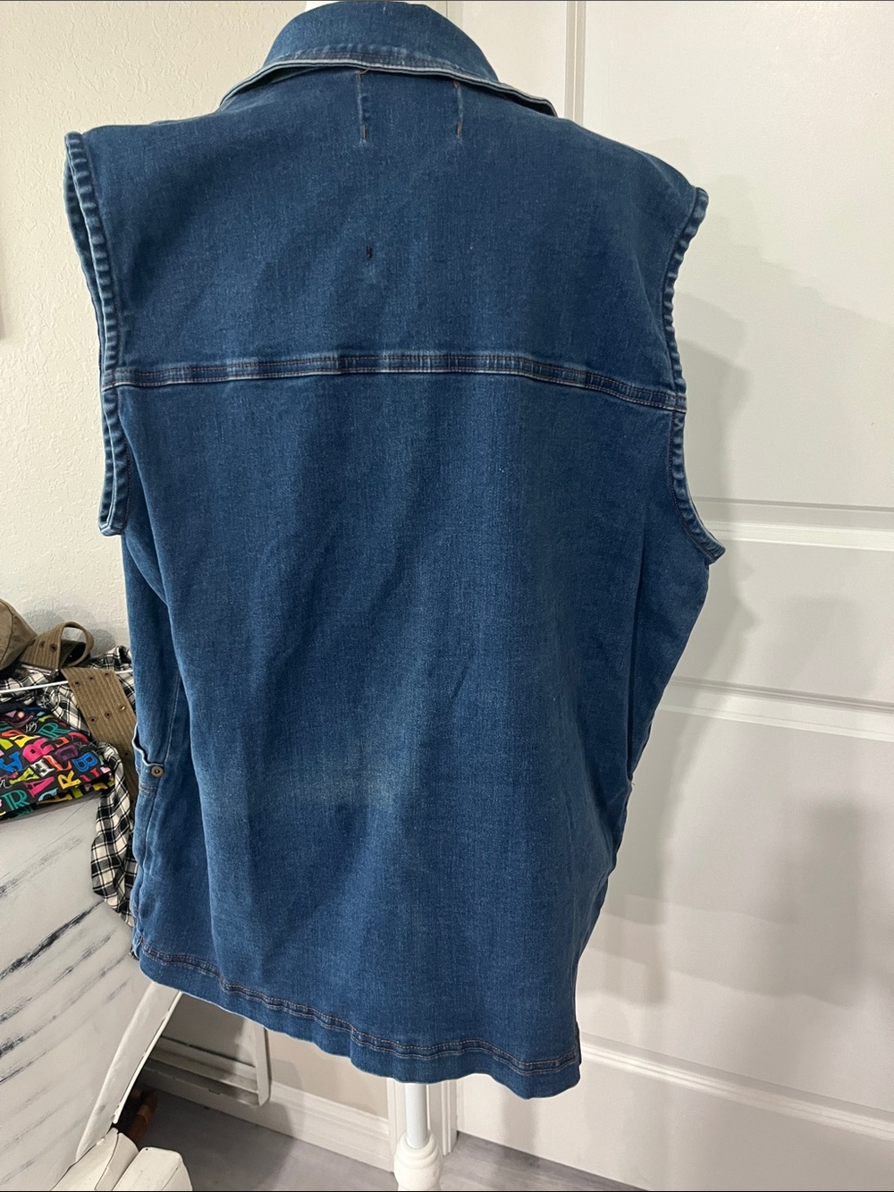 Jump 80’s-90’s Denim w Lycra Oversized Vest Double Size Pockets Made in USA 🇺🇸 - Picture 6 of 9
